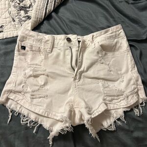 Kancan Distressed White Denim Women’s Shorts